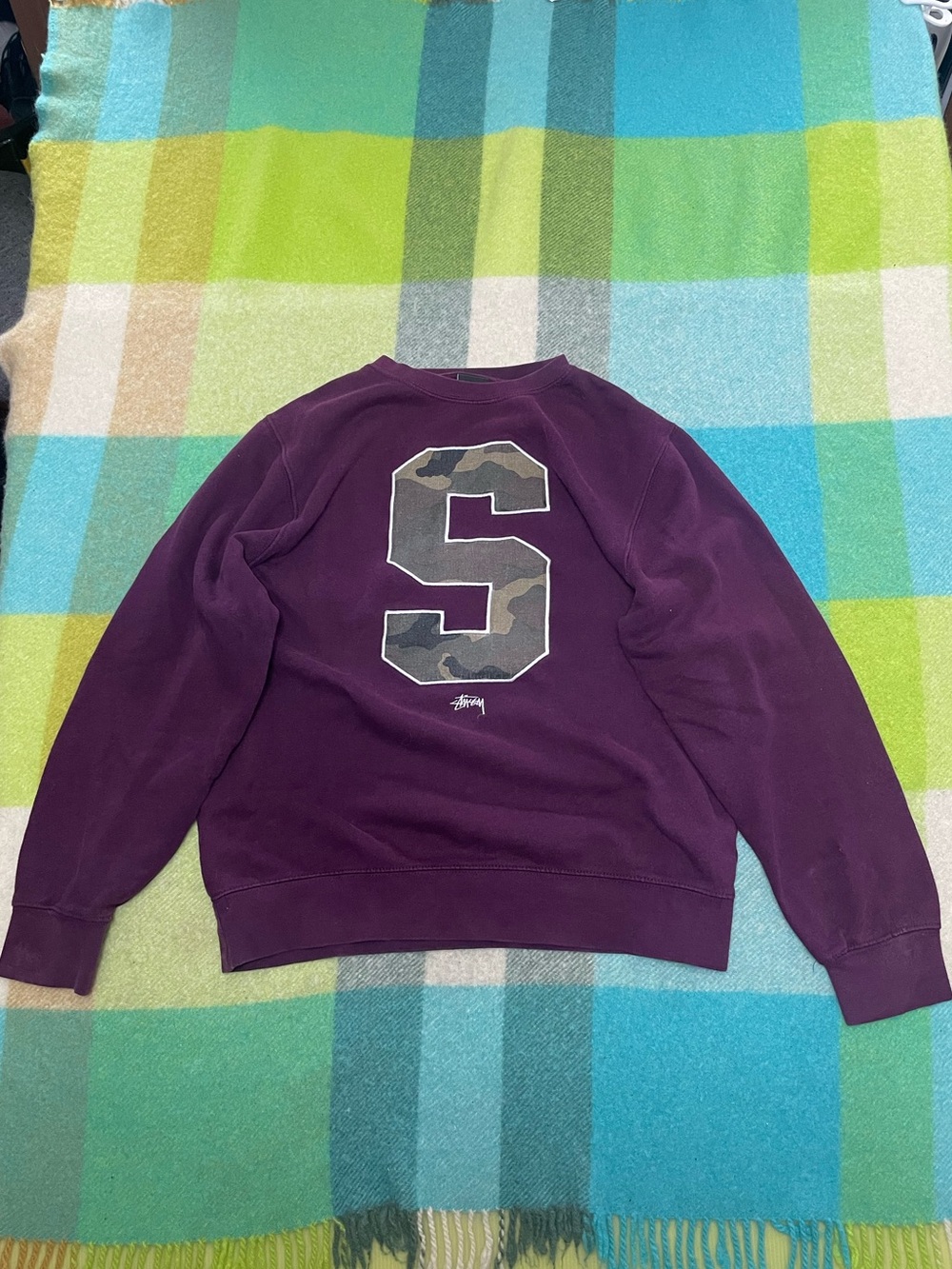 Stussy Big S camo y2k pullover hoodie